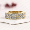Round Cut Lab Grown Diamond Eternity Wedding Band | Double Row Pave Diamond Wedding Ring | Yellow Gold Full Eternity Anniversary Band | Luxury Jewelry