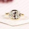 Oval Cut Lab Grown Diamond Hidden Halo Ring Engagement Ring, Yellow Gold, East West Ring, Half Bezel Solitaire Wedding Ring