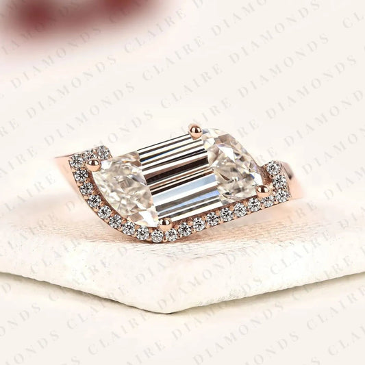 Modern Flame Cut Lab Grown Diamond Halo Engagement Ring with Exceptional Brilliance