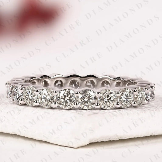 2.20 TCW Elegant Full Eternity Lab Grown Diamond Wedding Band with Round Brilliant Diamonds