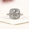 Round Cut Lab Grown Diamond Halo Engagement Ring in White Gold | Vintage Cushion Halo Wedding Ring | Pave Anniversary Ring for Women