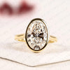 Oval Lab Grown Diamond Bezel Set Engagement Ring, Solitaire Gold Wedding Ring, Hidden Halo Ring, Minimalist Anniversary Ring