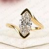 Elegant Marquise Cut Moissanite Diamond Bypass Engagement Ring in 14K Yellow Gold Modern Solitaire Bridal Ring