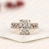 Radiant Cut Lab Grown Diamond Engagement Ring Set with Pave Wedding Band in Rose Gold | Elegant Bridal Ring Set for Women