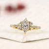 Marquise Cut Lab Grown Diamond Engagement Ring with Side Accent Diamonds | Elegant Three Stone Bridal Ring in White Gold