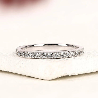 0.30 TCW Timeless Round Brilliant Lab Grown Diamond Eternity Wedding Band with Delicate Pavé Set Sparkling Accents