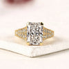 Radiant Cut Moissanite Diamond Engagement Ring Vintage Milgrain Split Shank Pave Diamond Ring Unique Bridal Ring for Women