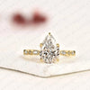 Pear Cut Lab Grown Diamond Engagement Ring Vintage Marquise Accent Diamond Ring Nature Inspired Solitaire Bridal Ring for Women