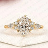 Nature Inspired Lab Grown Oval Diamond Cluster Engagement Ring with Twisted Band