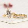 Marquise Cut Lab Grown Diamond Engagement Ring Set with Eternity Wedding Band in 14K Yellow Gold
