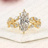 Marquise Cut Nature Inspired Moissanite Diamonds Engagement Ring | Leaf Vine Diamond Ring in Gold | Floral Marquise Solitaire Ring | Vintage Botanical Bridal Jewelry