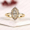 Marquise Cut Moissanite Diamond Engagement Ring Floral Halo Gold Vintage Inspired Wedding Ring