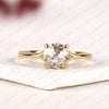 Rose Cut Round Moissanite Diamond Solitaire Engagement Ring in Gold, Promise Ring, Yellow Gold