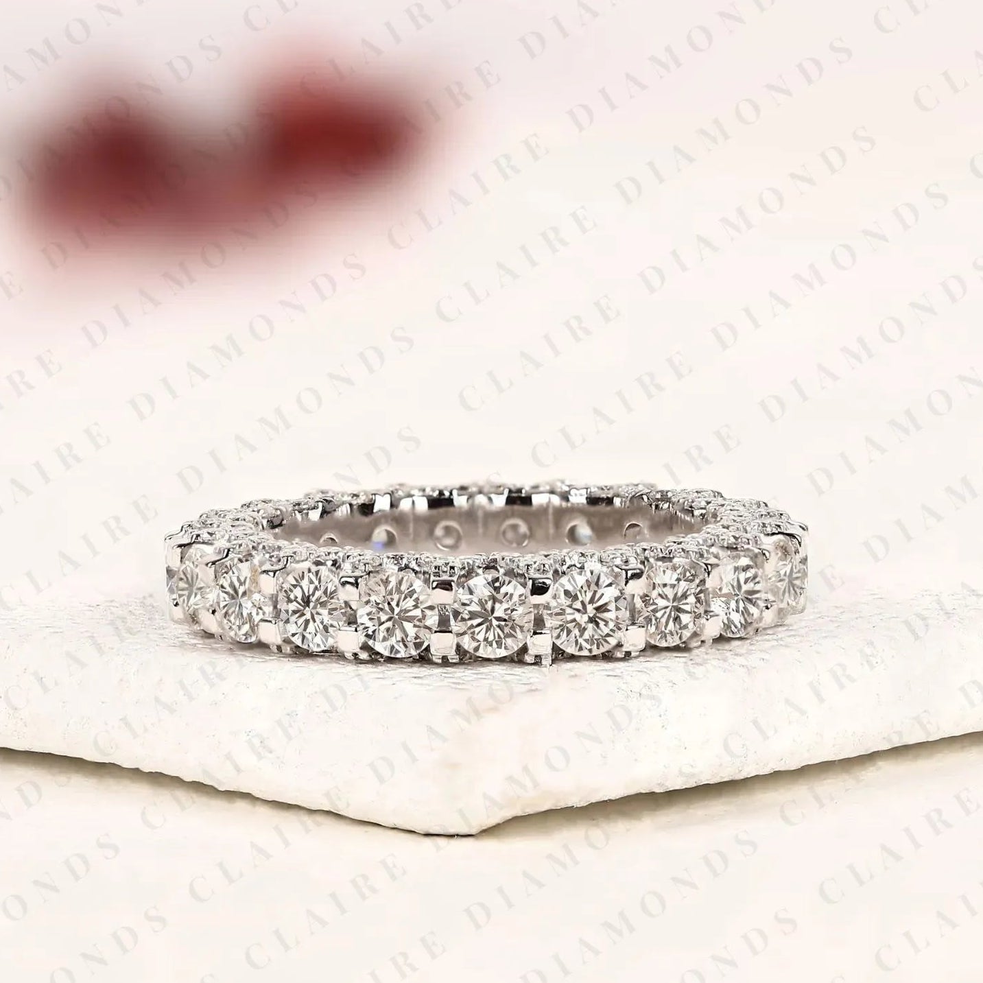 3.30 tcw round cut moissanite diamond full eternity wedding ring anniversary band  stackable diamond ring