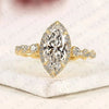Marquise Cut Moissanite Diamond Halo Engagement Ring Twisted Pavé Diamond Band Ring Vintage Inspired Bridal Ring for Women