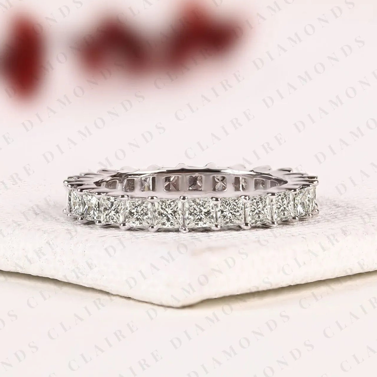 3.00 tcw baguette cut lab grown diamond ring | alternating baguette stone band in solid gold, stackable anniversary & everyday jewelry