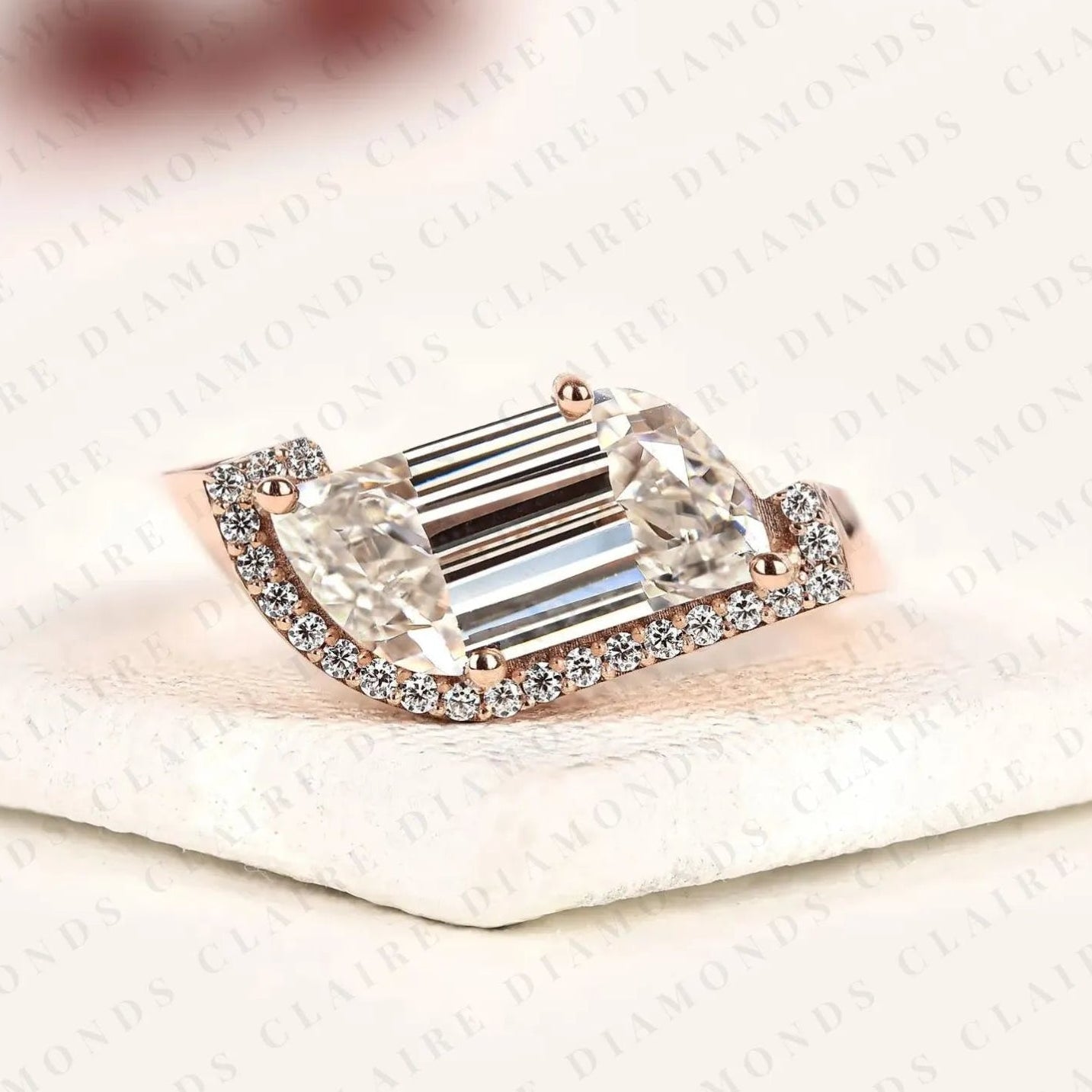 modern flame cut lab grown diamond halo engagement ring with exceptional brilliance