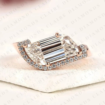 Modern Flame Cut Halo Engagement Ring with Exceptional Brilliance by Claire Diamonds
