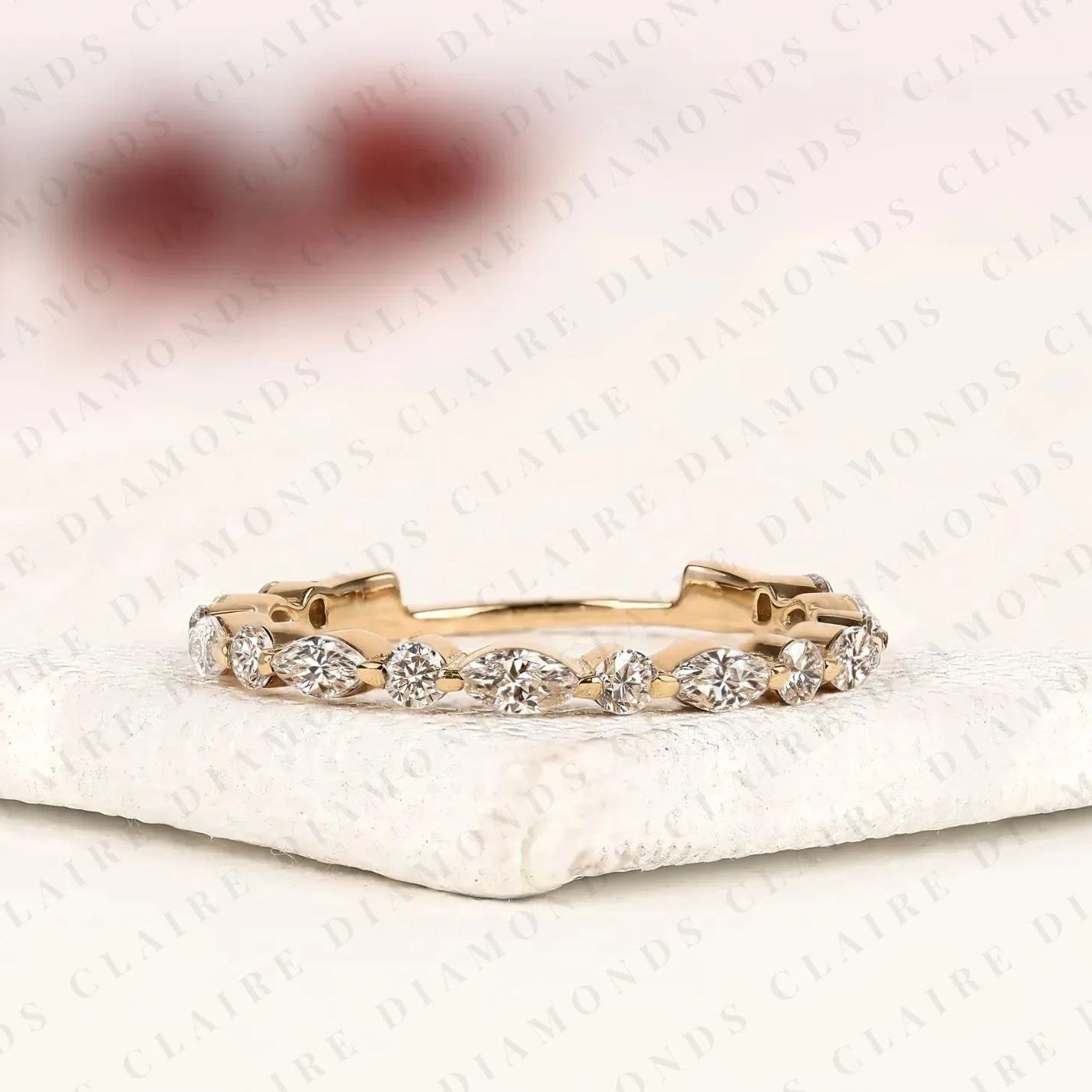 0.96 tcw stackable marquise and round brilliant diamond lab grown eternity band for everyday luxury