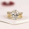 Oval Lab Grown Diamond Engagement Ring Set with Diamond Eternity & Bubble Band in Yellow Gold
