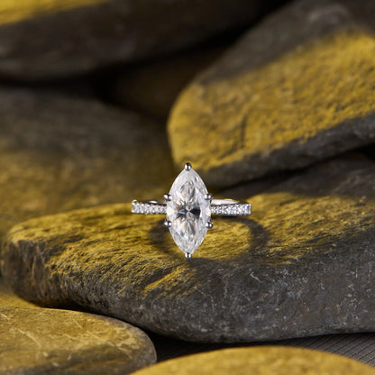 Brilliant Lab Grown Marquise Cut Diamond Ring for Elegant Everyday Glamour Engagement Ring
