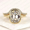 Elongated Cushion Cut Lab Grown Diamond Engagement Ring Old Mine Cut Bezel Set Bridal Ring Wedding Set for Women
