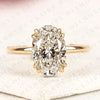 Personalized Custom Initial Oval Moissanite Diamond Ring with Hidden Halo Setting