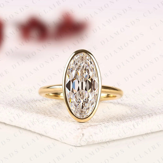 Signature Old Mine Oval Moissanite Diamond Solitaire Engagement Ring with Refined Minimalist Style