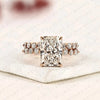Radiant Cut Moissanite Diamond Engagement Ring Set with Pave Wedding Band in Rose Gold | Elegant Bridal Ring Set for Women