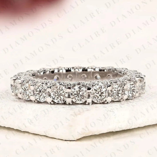 3.30 TCW Round Cut Lab Grown Diamond  Full Eternity Wedding Ring Anniversary Band  Stackable Diamond Ring