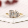 2.80 TCW Emerald & Pear Cut Lab Grown Toi et Moi Engagement Ring, Two Stone Gold Ring, Modern Bridal Ring, Unique Anniversary Gift for Women