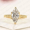 Marquise Cut Moissanite Diamond Engagement Ring, Vintage Engraved Gold Solitaire Ring, Unique Bridal Jewelry
