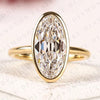 Signature Old Mine Oval Moissanite Diamond Solitaire Engagement Ring with Refined Minimalist Style