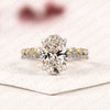 Oval Cut Lab Grown Diamond Engagement Ring Set | Yellow Gold Pavé Wedding Band | Two-Tone Bridal Ring Set