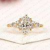 Nature Inspired Moissanite Oval Diamond Cluster Engagement Ring with Twisted Band