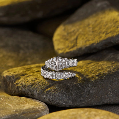 0.85 TCW Modern Pavé Lab Grown Diamond Snake Wrap Ring Elegant Geometric Open Band Statement Design