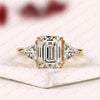 Emerald Cut Lab Grown Diamond Engagement Ring | Geometric Luxury Bridal Ring | Modern Statement Wedding Jewelry