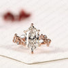 Dutch Marquise Moissanite Diamond Engagement Ring | Nature-Inspired Rose Gold Curved Vine Setting