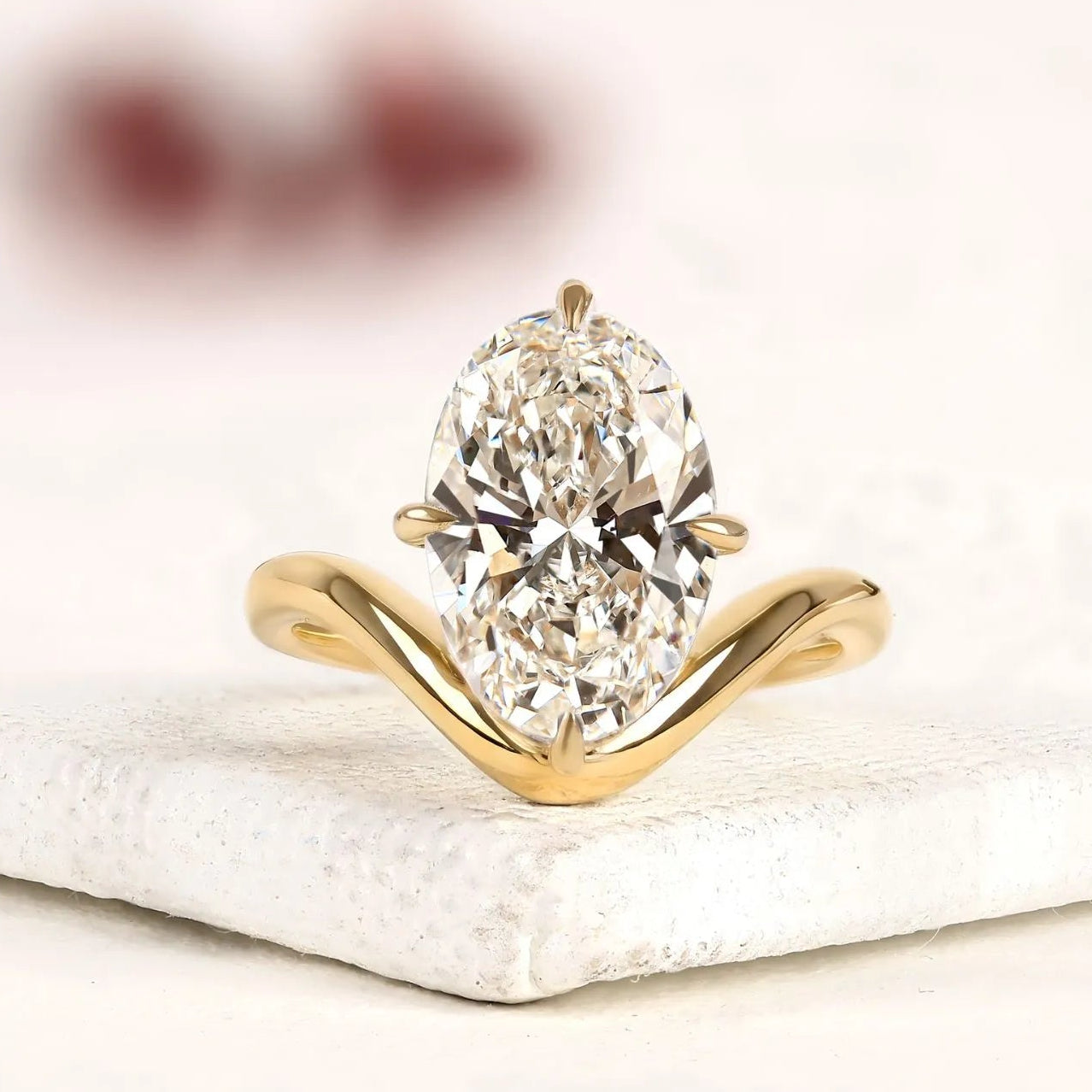 oval cut solitaire lab grown diamonds two tone engagement ring with sculpted gold band – modern elegance redefined