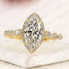 Marquise Cut Moissanite Diamond Halo Engagement Ring Twisted Pavé Diamond Band Ring Vintage Inspired Bridal Ring for Women
