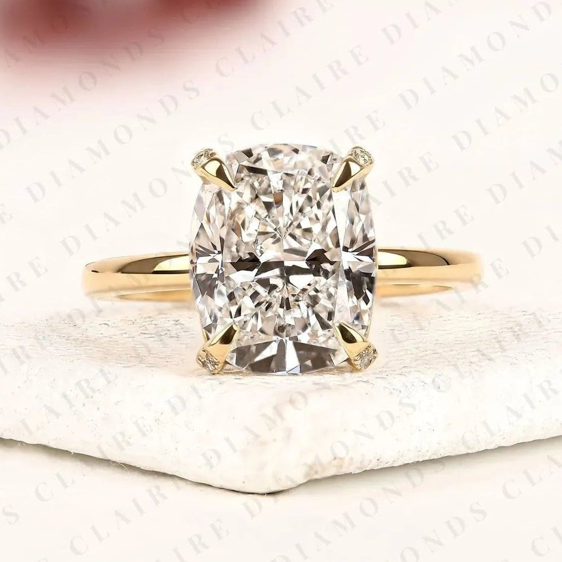 elongated cushion cut lab grown diamond solitaire engagement ring classic gold wedding ring minimalist bridal ring igi certified anniversary gift for women