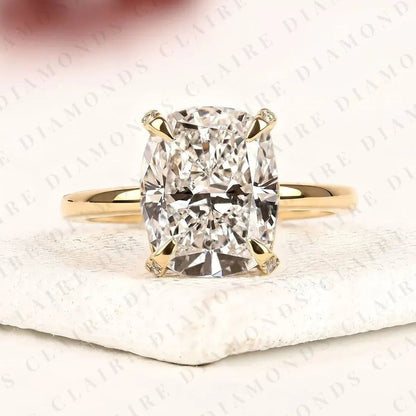 Elongated Cushion Cut Lab Grown Diamond Solitaire Engagement Ring Classic Gold Wedding Ring Minimalist Bridal Ring IGI Certified Anniversary Gift for Women