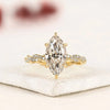 Vintage-Inspired Marquise Cut Lab Grown Diamond Engagement Ring in Gold – Twisted Pavé Band Solitaire Ring