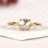 Rose Cut Round Lab Grown Diamond Solitaire Engagement Ring in Gold, Promise Ring, Yellow Gold