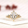 Rose Marquise Cut Moissanite Diamond Engagement Ring | Yellow Gold Botanical Floral Cluster Setting