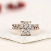 Radiant Cut Lab Grown Diamond Engagement Ring Set with Pave Wedding Band in Rose Gold | Elegant Bridal Ring Set for Women