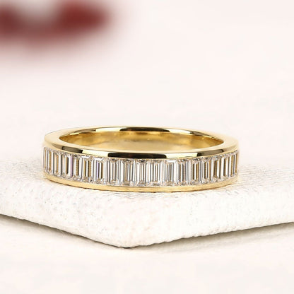 1.35 TCW Baguette Cut Moissanite Diamond Eternity Wedding Band Minimalist Stackable Anniversary Ring for Women