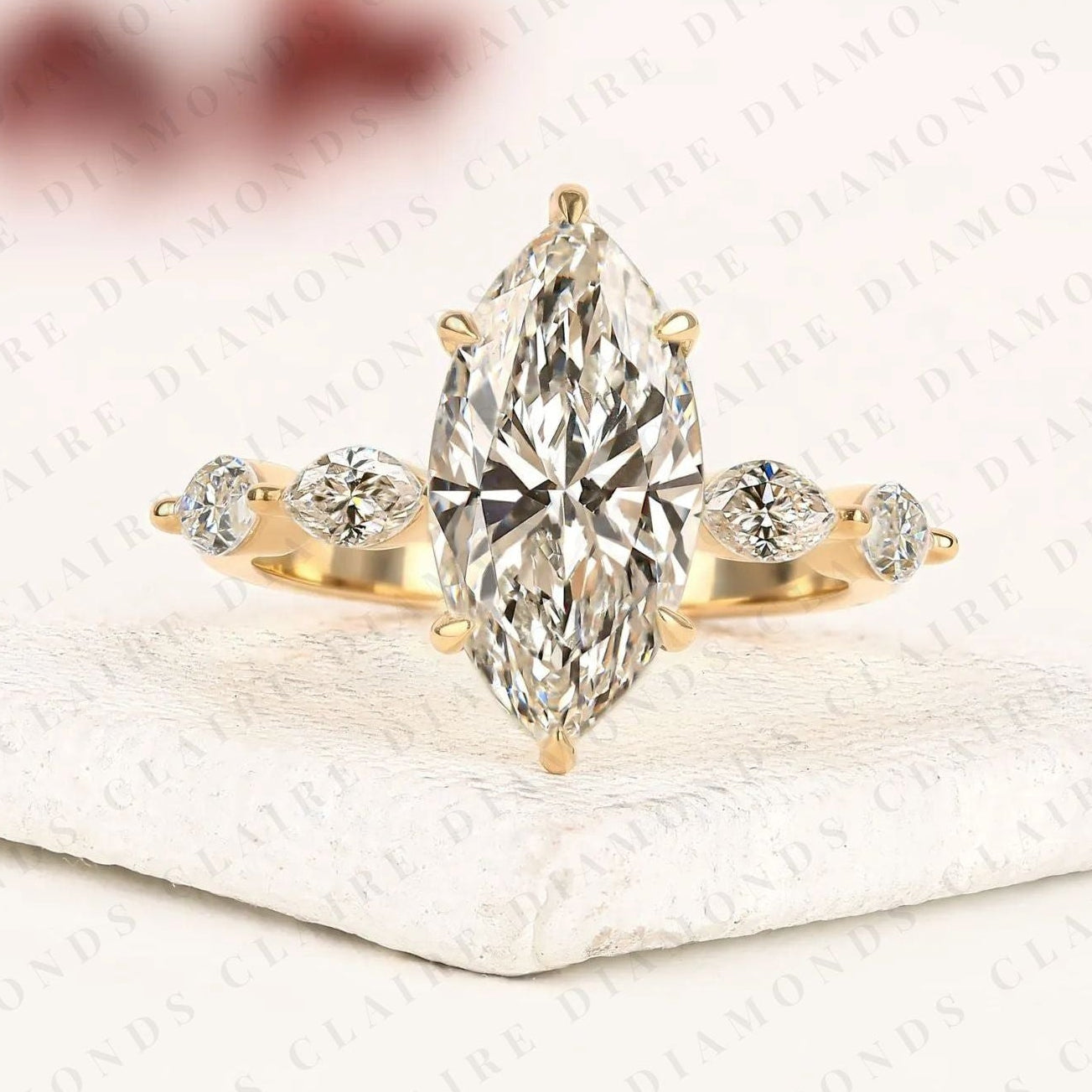 marquise cut lab grown diamond engagement ring five stone diamond ring