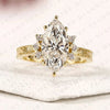 Vintage Marquise Cut Moissanite Diamond Engagement Ring Engraved Gold Ring Floral Halo Wedding Ring Antique Inspired Bridal Ring