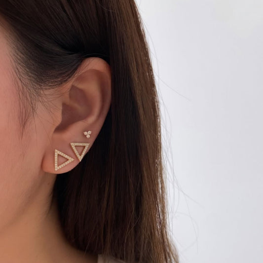 0.96 TCW Triangle Lab Grown Diamond Stud Earrings in Gold Geometric Minimalist Diamond Earrings Everyday Luxury Jewelry